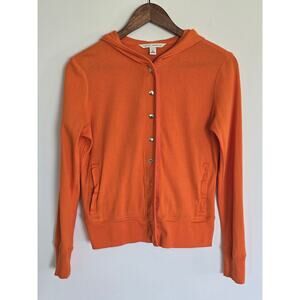 Banana Republic Orange Snap Button Hoodie Sweatshirt Size: S Cotton